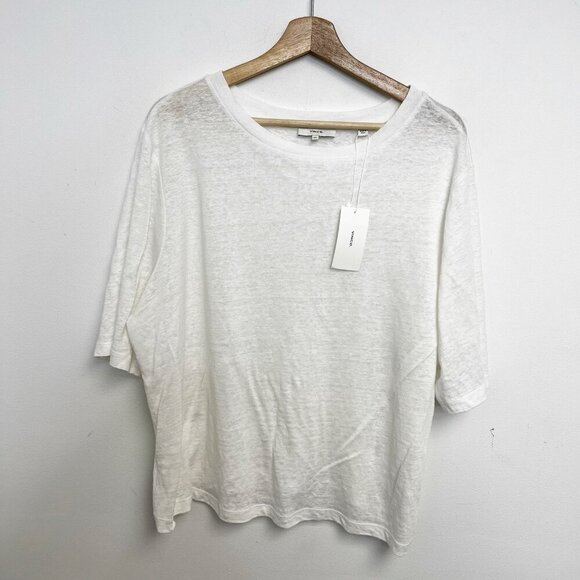 Vince Women's Short Sleeve White Crewneck T-Shirt Essential Linen Size XXL NWT - Picture 12 of 12